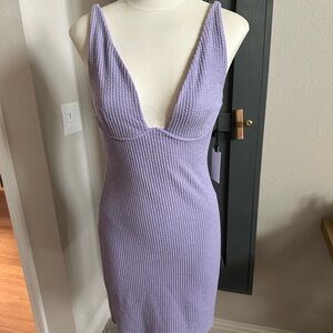 NWT ASTR the Label Moira Plunge Neck
Sleeveless Minidress. Medium. Lavender.
